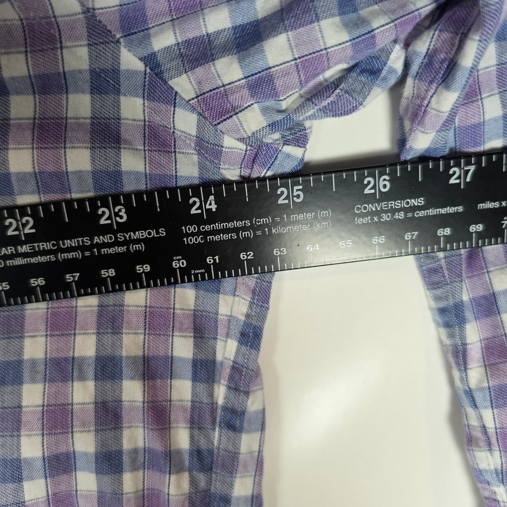 Tommy Hilfiger Mens Slim Fit Stretch Gingham Button Down Shirt Purple Blue XL 17 - Picture 8 of 8